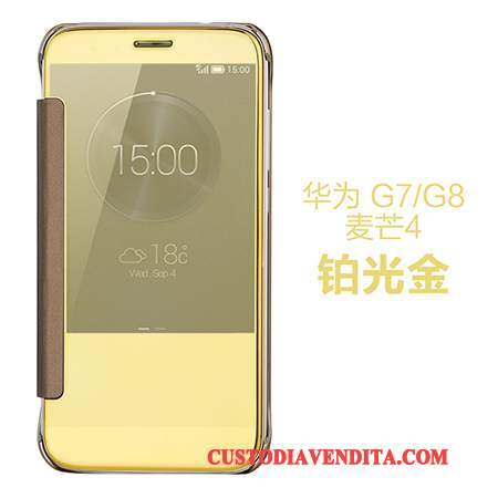 Custodia Huawei G7 Plus Colore Telefono Drago, Cover Huawei G7 Plus Pelle Specchio