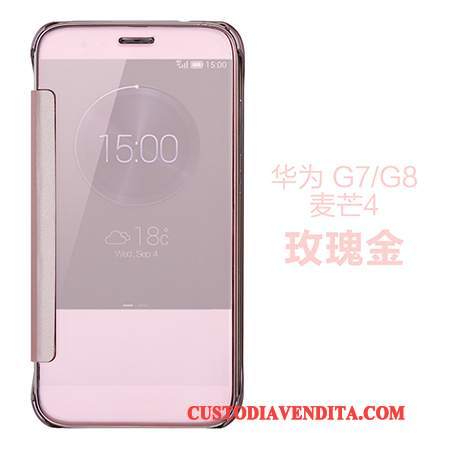 Custodia Huawei G7 Plus Colore Telefono Drago, Cover Huawei G7 Plus Pelle Specchio