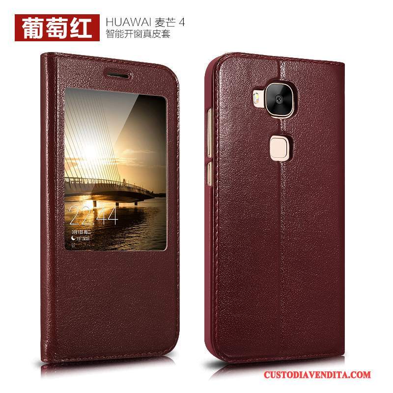 Custodia Huawei G7 Plus Pelle Nerotelefono, Cover Huawei G7 Plus Folio