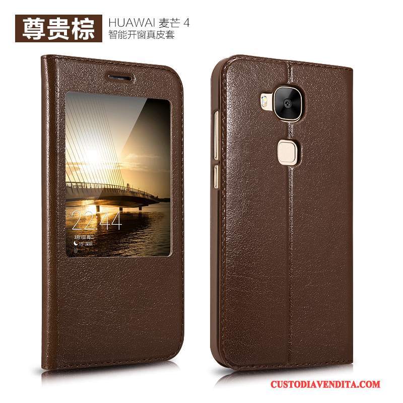 Custodia Huawei G7 Plus Pelle Nerotelefono, Cover Huawei G7 Plus Folio