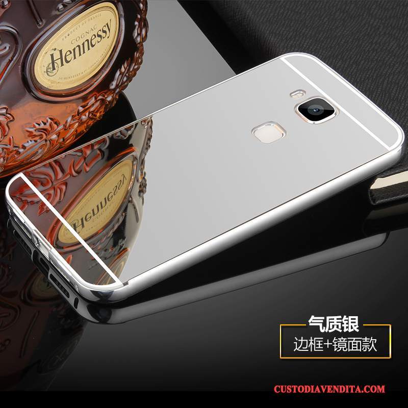 Custodia Huawei G7 Plus Protezione Telaio Anti-caduta, Cover Huawei G7 Plus Rosa Metallo