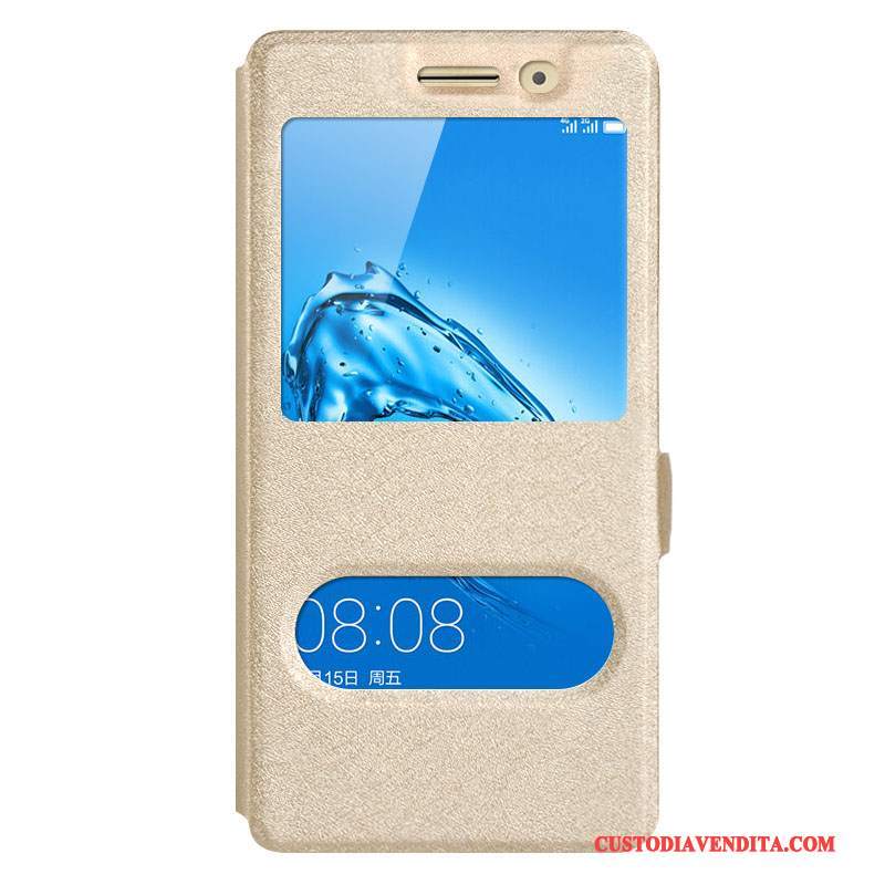 Custodia Huawei G9 Plus Folio Supporto Rosa, Cover Huawei G9 Plus Pelle Telefono Finestra Aperta