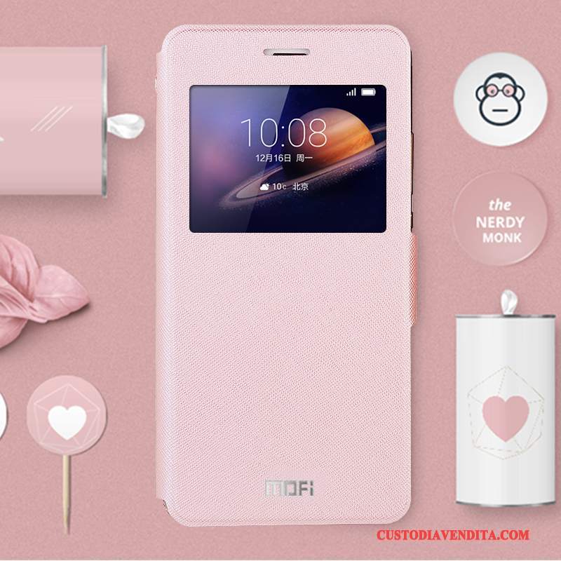 Custodia Huawei G9 Plus Pelle Tutto Inclusotelefono, Cover Huawei G9 Plus Folio Anti-caduta Rosa