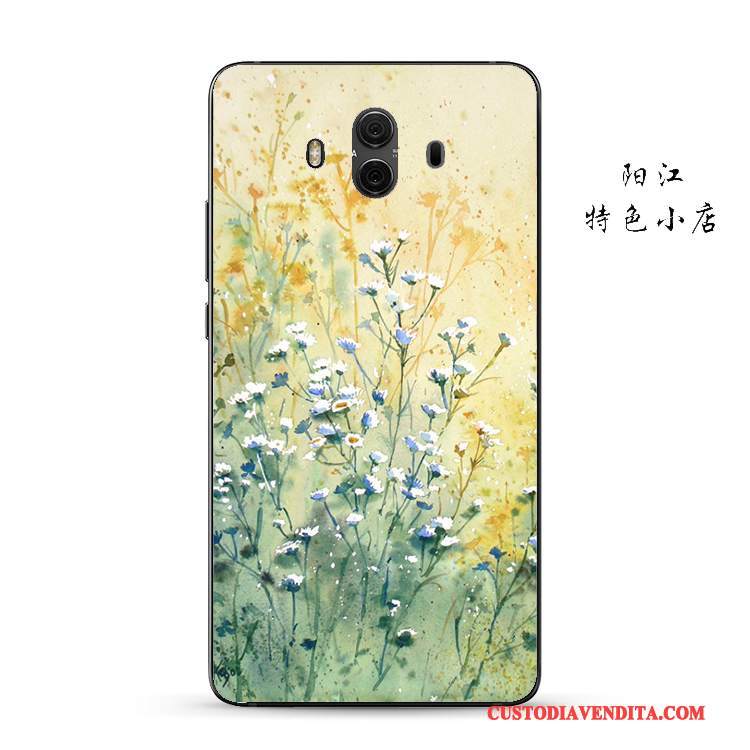 Custodia Huawei Mate 10 Goffratura Giallo Petali, Cover Huawei Mate 10 Protezione Anti-cadutatelefono