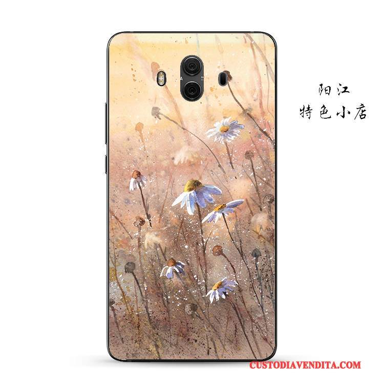Custodia Huawei Mate 10 Goffratura Giallo Petali, Cover Huawei Mate 10 Protezione Anti-cadutatelefono