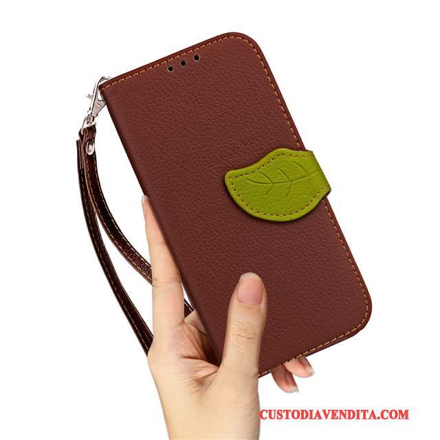 Custodia Huawei Mate 10 Lite Folio Anti-caduta Foglia, Cover Huawei Mate 10 Lite Creativo Rosso Affari