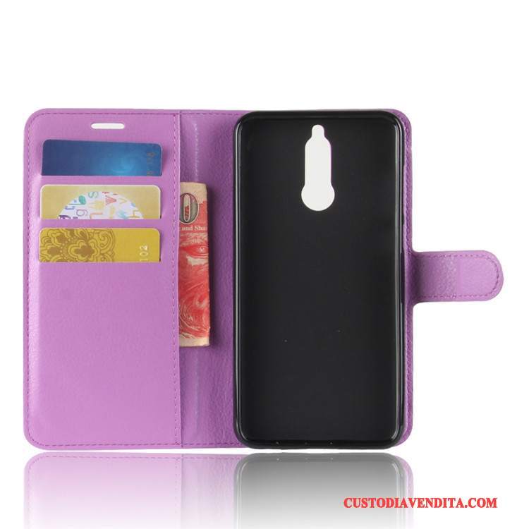 Custodia Huawei Mate 10 Lite Pelle Carta Nero, Cover Huawei Mate 10 Lite Telefono