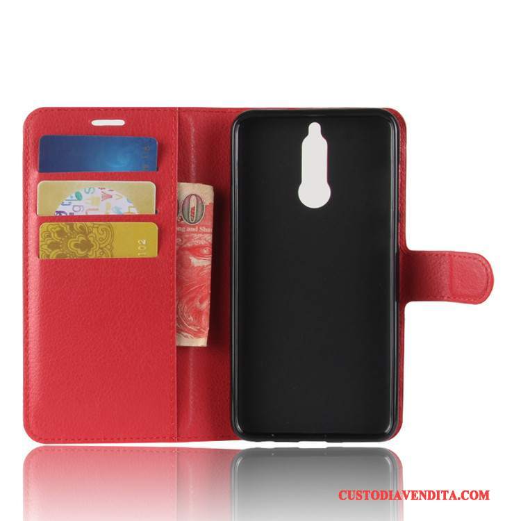 Custodia Huawei Mate 10 Lite Pelle Carta Nero, Cover Huawei Mate 10 Lite Telefono