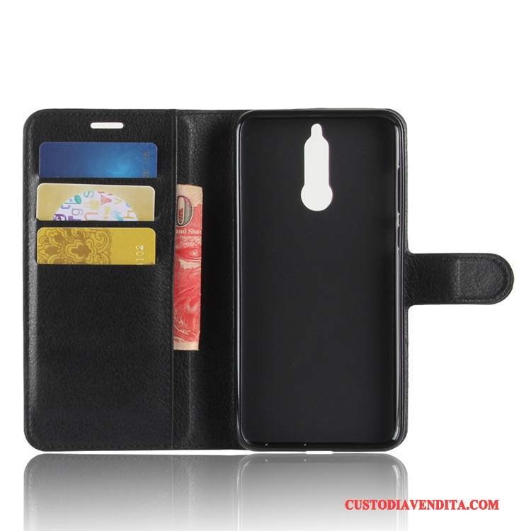 Custodia Huawei Mate 10 Lite Pelle Carta Nero, Cover Huawei Mate 10 Lite Telefono