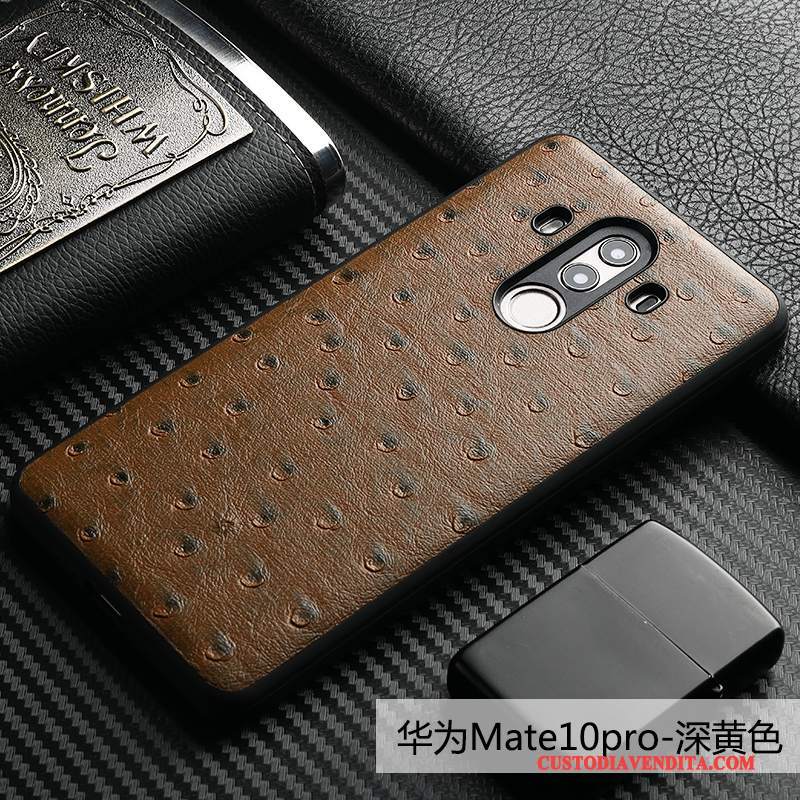 Custodia Huawei Mate 10 Pro Pelle Marronetelefono, Cover Huawei Mate 10 Pro Affari Uccello