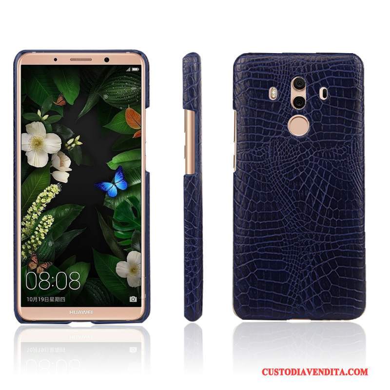 Custodia Huawei Mate 10 Pro Pelle Telefono Blu Chiaro, Cover Huawei Mate 10 Pro Protezione Nuovo Modello Coccodrillo