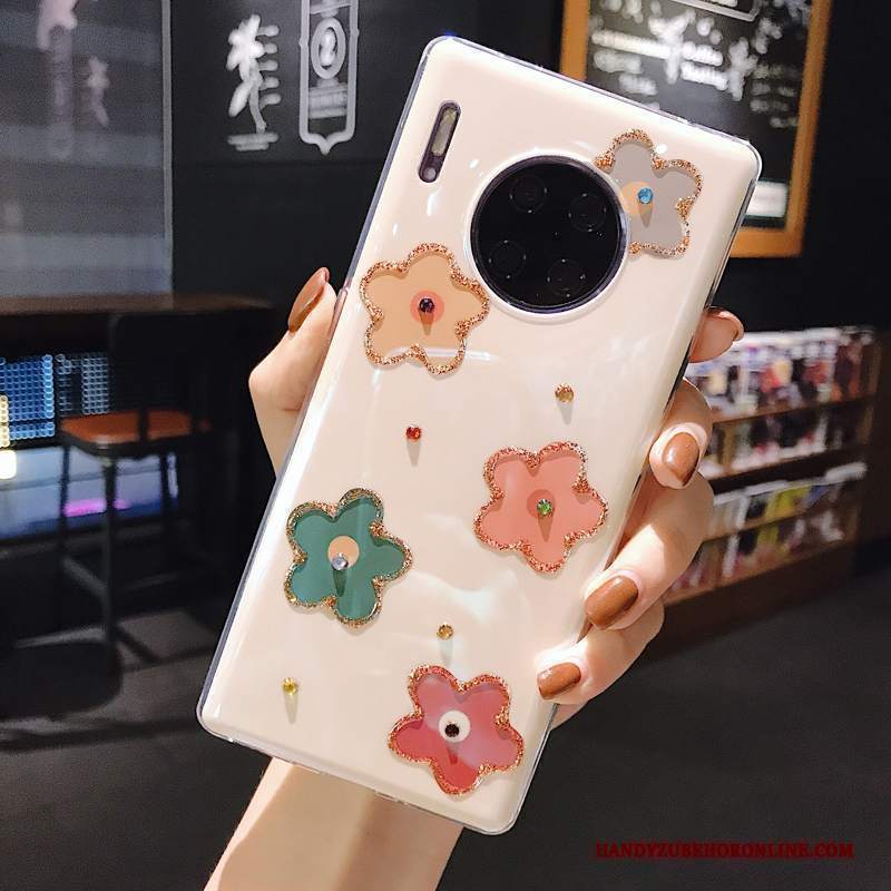 Custodia Huawei Mate 30 Fiori Piccola Morbido, Cover Huawei Mate 30 Strass Sottili Anti-caduta