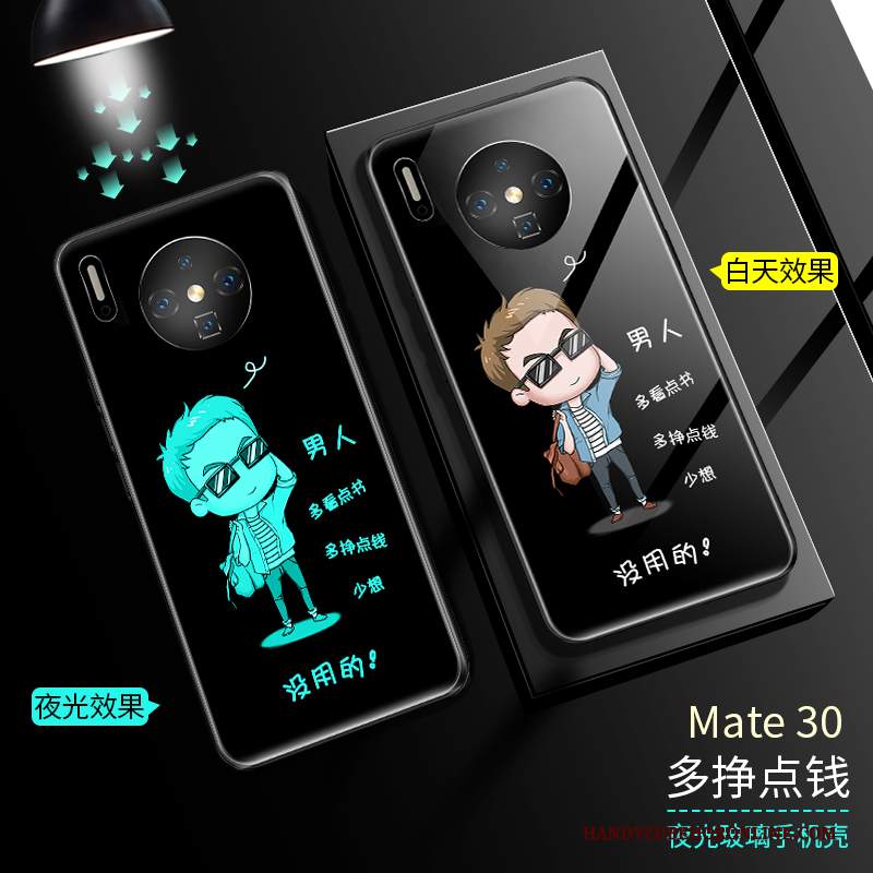 Custodia Huawei Mate 30 Luminoso Nero, Cover Huawei Mate 30 Sottile Vetro