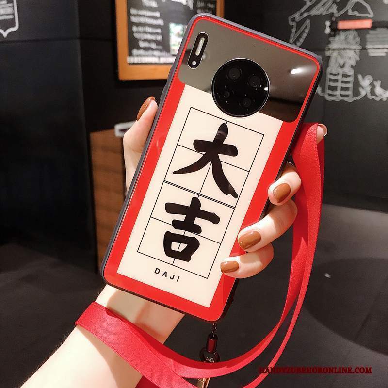 Custodia Huawei Mate 30 Ornamenti Appesitelefono, Cover Huawei Mate 30 Rosso Nuovo