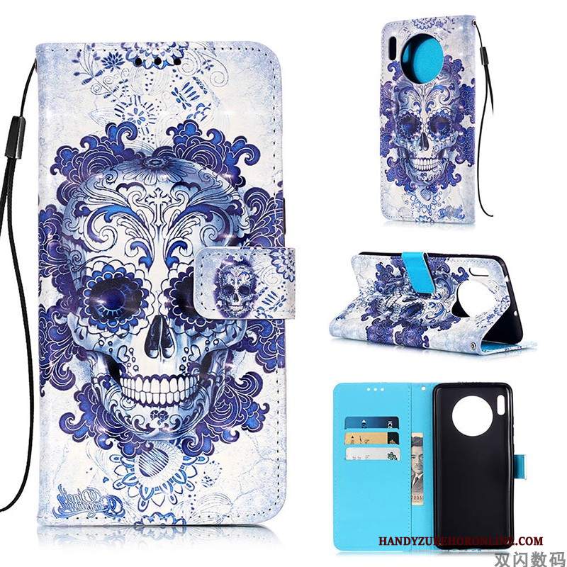 Custodia Huawei Mate 30 Pro Portafoglio Telefono Bianco, Cover Huawei Mate 30 Pro Folio Tutto Incluso Anti-caduta