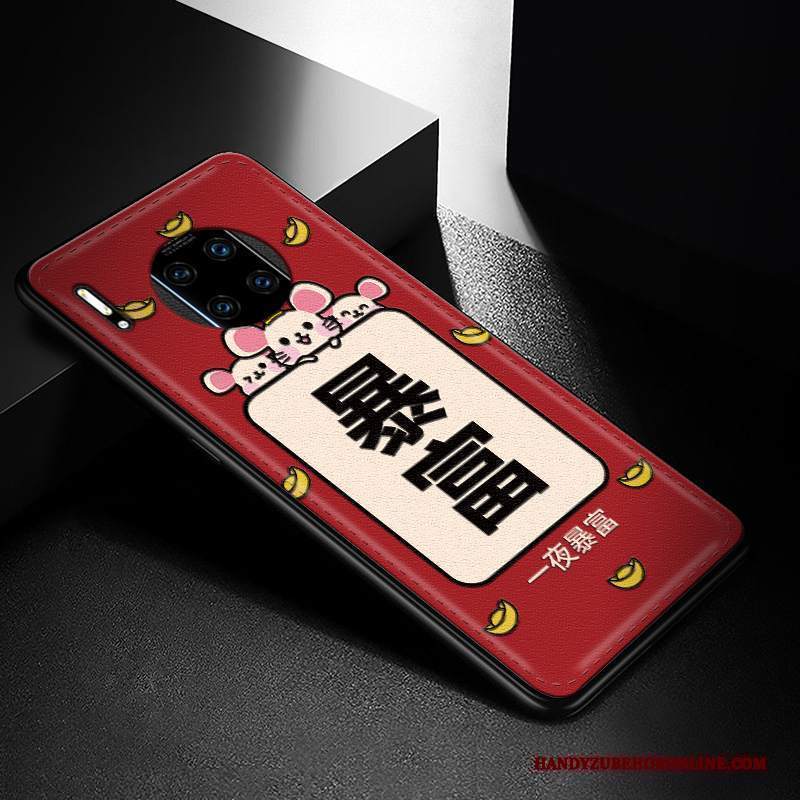 Custodia Huawei Mate 30 Rs Pelle Rosso Net Red, Cover Huawei Mate 30 Rs Protezione Nuovo Ratto