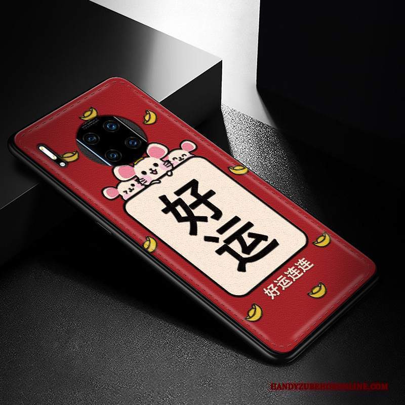 Custodia Huawei Mate 30 Rs Pelle Rosso Net Red, Cover Huawei Mate 30 Rs Protezione Nuovo Ratto