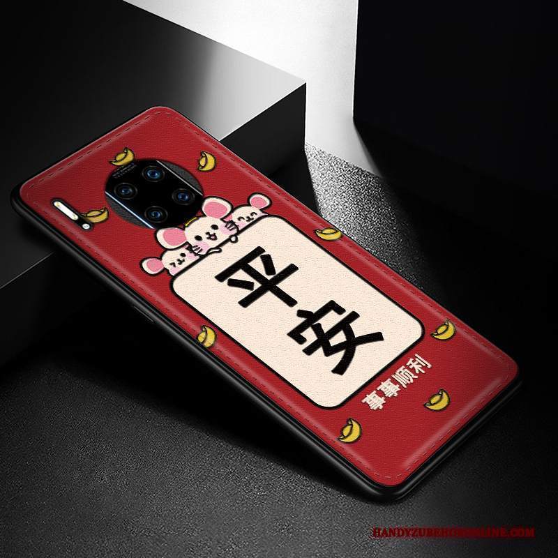Custodia Huawei Mate 30 Rs Pelle Rosso Net Red, Cover Huawei Mate 30 Rs Protezione Nuovo Ratto