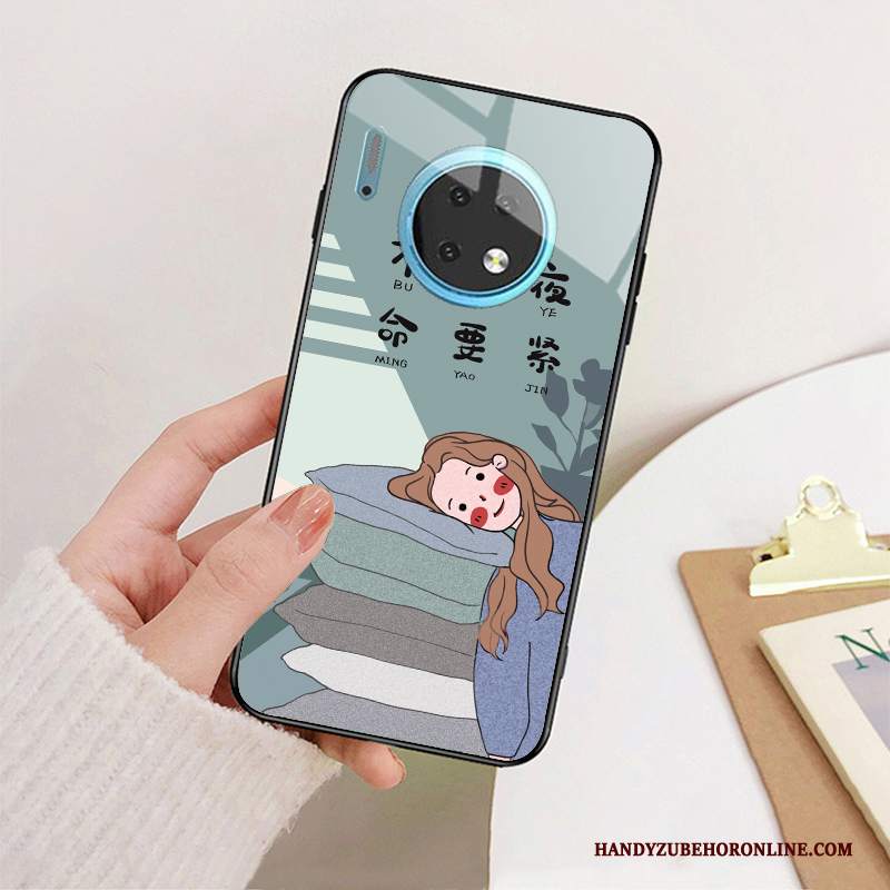 Custodia Huawei Mate 30 Silicone Vetro Anti-caduta, Cover Huawei Mate 30 Protezione Specchio Giallo