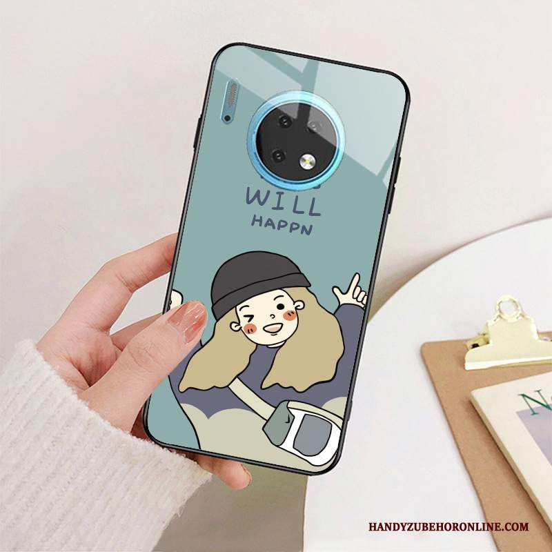Custodia Huawei Mate 30 Silicone Vetro Anti-caduta, Cover Huawei Mate 30 Protezione Specchio Giallo