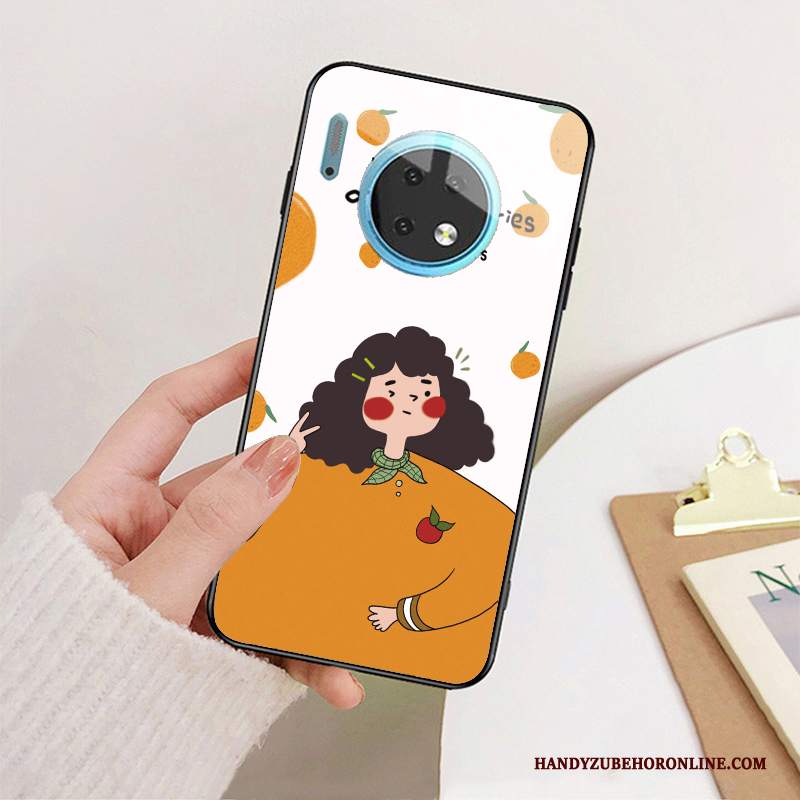 Custodia Huawei Mate 30 Silicone Vetro Anti-caduta, Cover Huawei Mate 30 Protezione Specchio Giallo