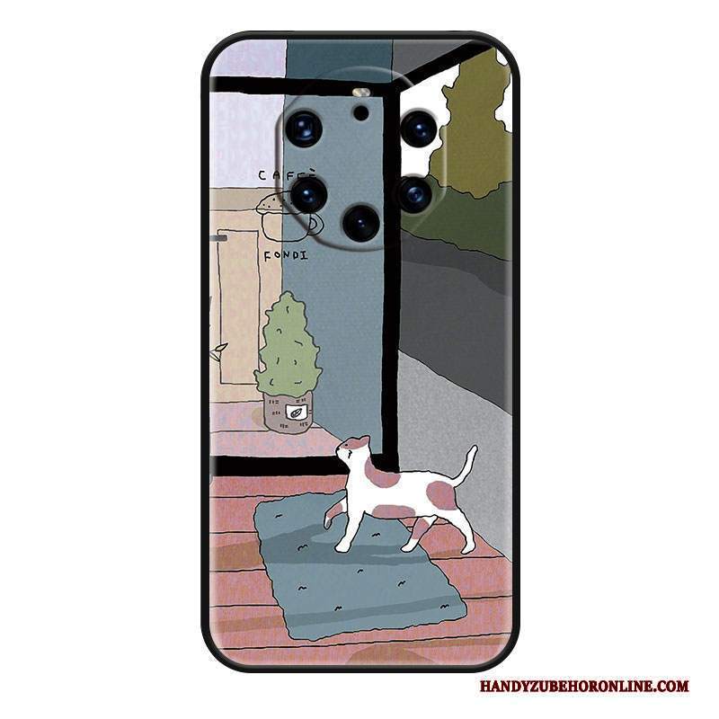 Custodia Huawei Mate 40 Rs Silicone Vento Bello, Cover Huawei Mate 40 Rs Cartone Animato Verde Gattino