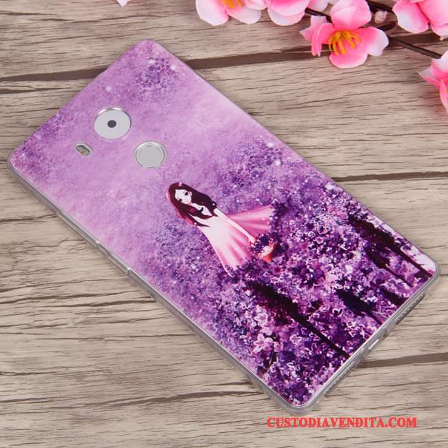 Custodia Huawei Mate 8 Silicone Chiaro Anti-caduta, Cover Huawei Mate 8 Cartone Animato Morbido Porpora