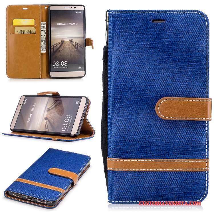 Custodia Huawei Mate 9 Pelle Telefono Rosso, Cover Huawei Mate 9 Folio Supporto Anti-caduta