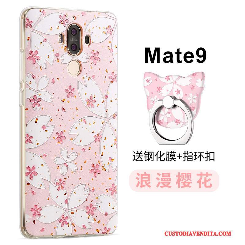 Custodia Huawei Mate 9 Protezione Rosatelefono, Cover Huawei Mate 9 Creativo Morbido Anti-caduta
