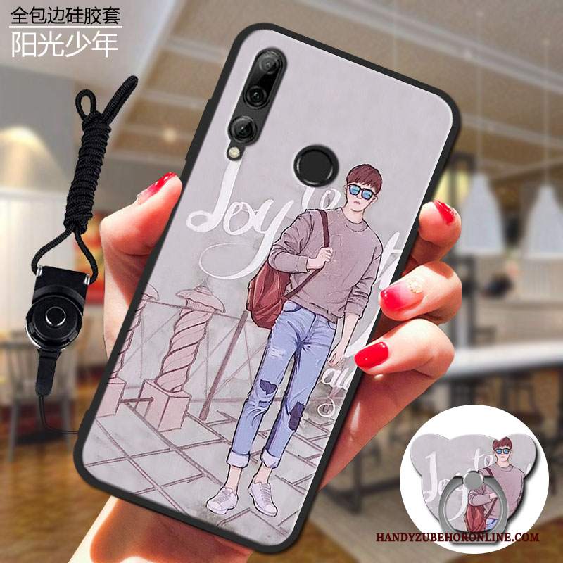 Custodia Huawei P Smart+ 2019 Silicone Morbido Porpora, Cover Huawei P Smart+ 2019 Protezione Hemming Anti-caduta