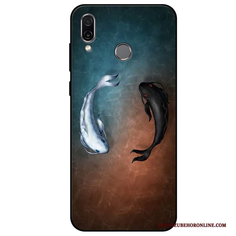 Custodia Huawei P Smart+ Cartone Animato Telefono Nero, Cover Huawei P Smart+ Protezione Morbido Tutto Incluso