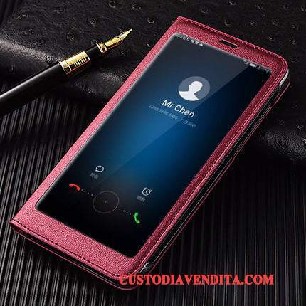 Custodia Huawei P Smart Pelle Anti-cadutatelefono, Cover Huawei P Smart Folio Bianco Finestre