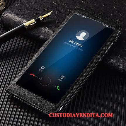 Custodia Huawei P Smart Pelle Anti-cadutatelefono, Cover Huawei P Smart Folio Bianco Finestre
