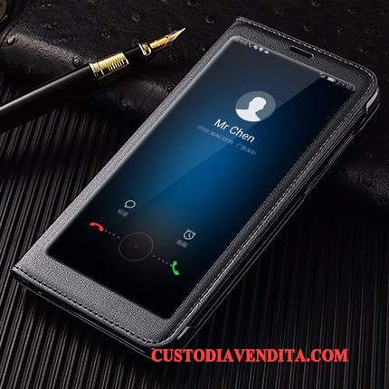 Custodia Huawei P Smart Pelle Anti-cadutatelefono, Cover Huawei P Smart Folio Bianco Finestre