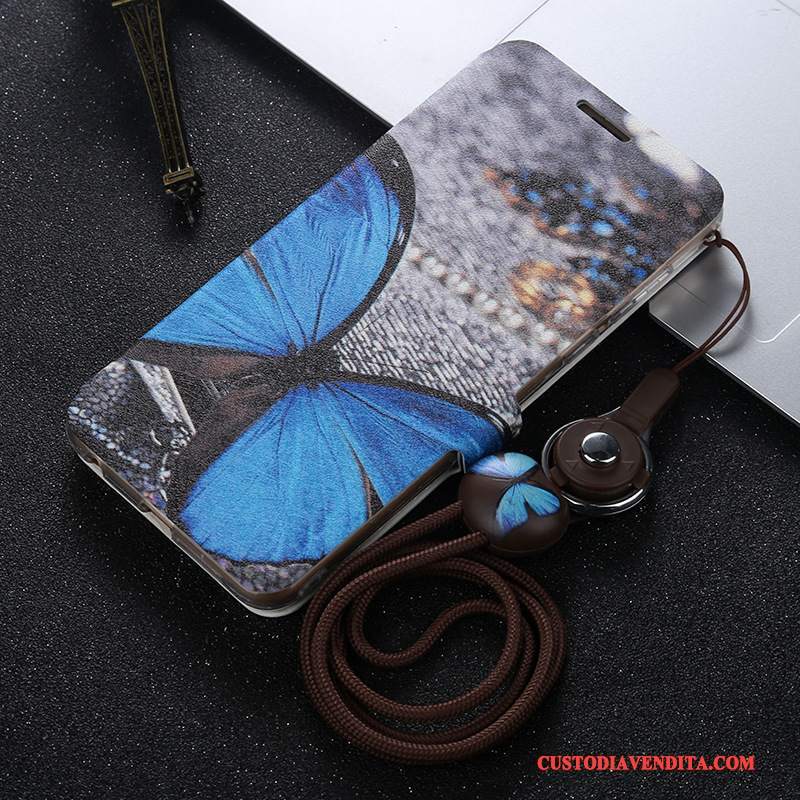 Custodia Huawei P Smart Pelle Porpora Anti-caduta, Cover Huawei P Smart Protezione Telefono