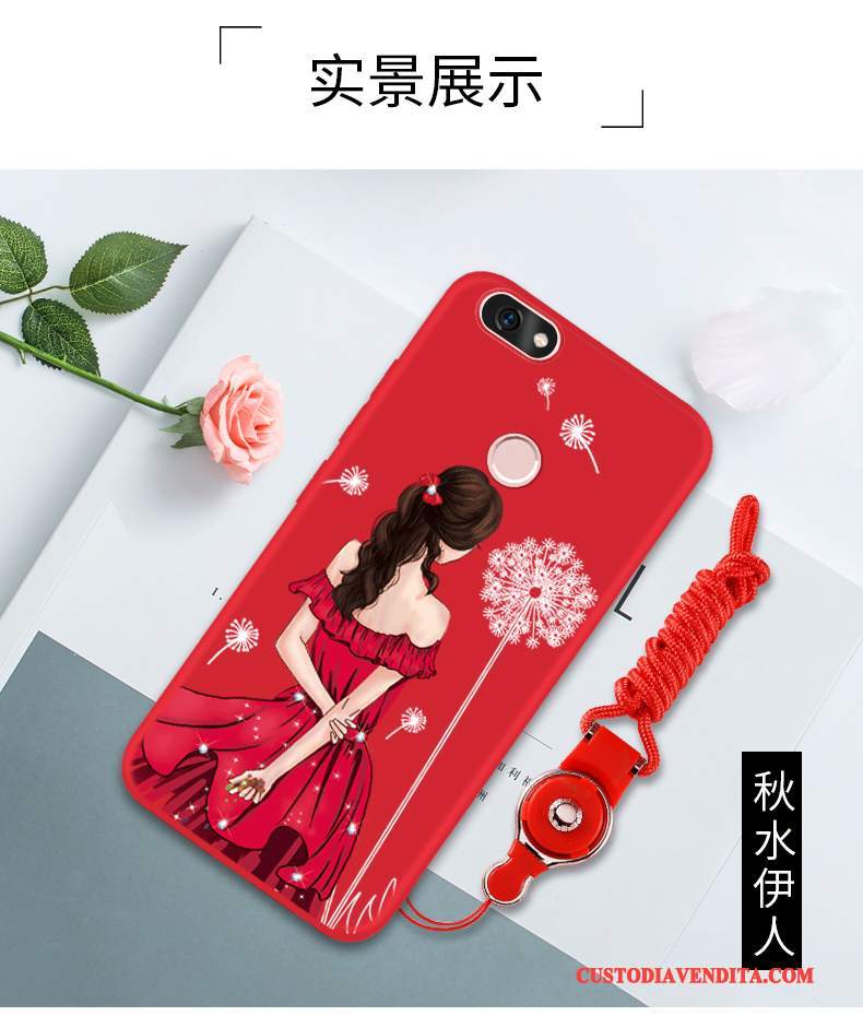 Custodia Huawei P Smart Silicone Morbido Rosso, Cover Huawei P Smart Protezione Telefono Anti-caduta