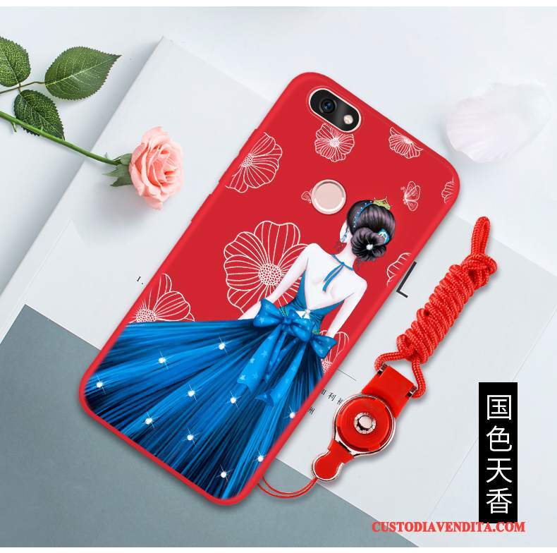 Custodia Huawei P Smart Silicone Morbido Rosso, Cover Huawei P Smart Protezione Telefono Anti-caduta
