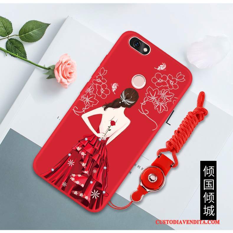 Custodia Huawei P Smart Silicone Morbido Rosso, Cover Huawei P Smart Protezione Telefono Anti-caduta