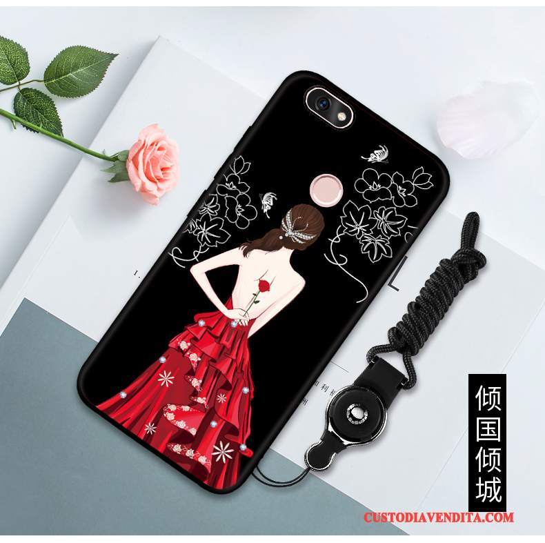Custodia Huawei P Smart Silicone Morbido Rosso, Cover Huawei P Smart Protezione Telefono Anti-caduta