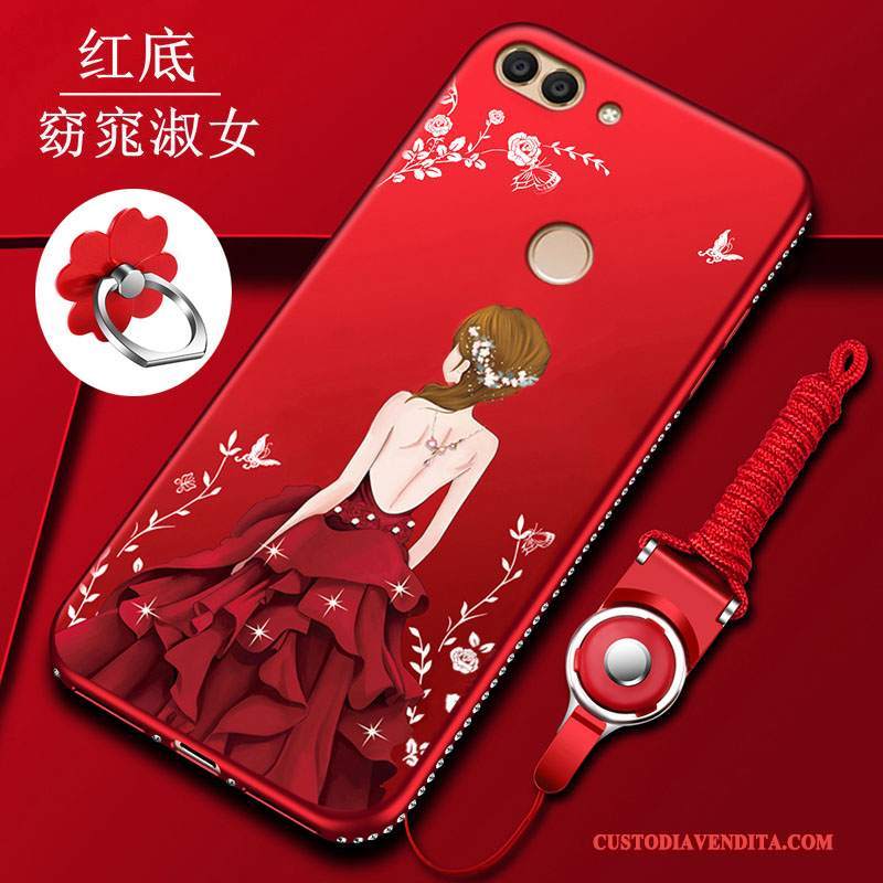 Custodia Huawei P Smart Silicone Telefono Morbido, Cover Huawei P Smart Protezione Rosso Anti-caduta