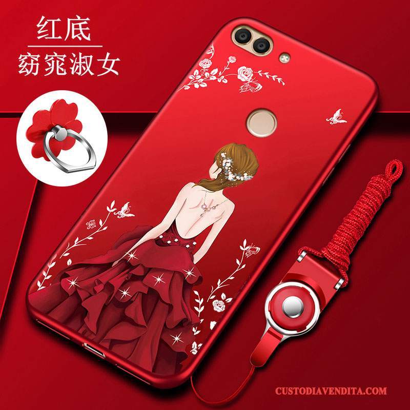Custodia Huawei P Smart Silicone Telefono Morbido, Cover Huawei P Smart Protezione Rosso Anti-caduta