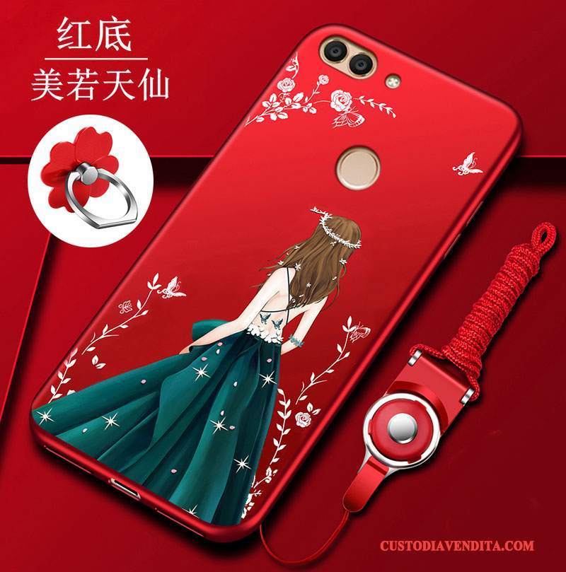 Custodia Huawei P Smart Silicone Telefono Morbido, Cover Huawei P Smart Protezione Rosso Anti-caduta