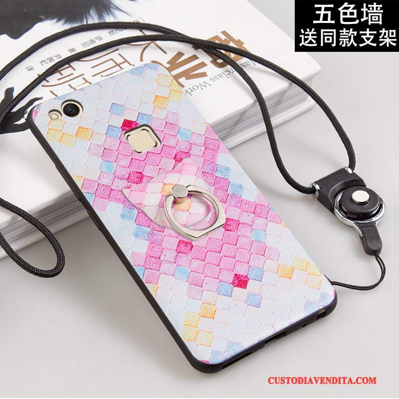 Custodia Huawei P10 Lite Colore Gioventù Ornamenti Appesi, Cover Huawei P10 Lite Goffratura Nero Tendenza