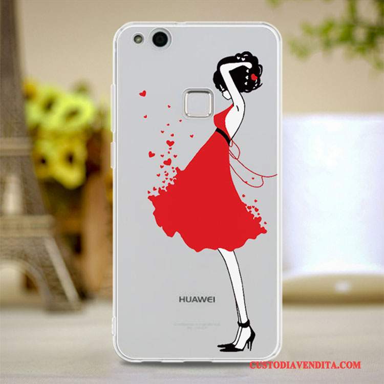 Custodia Huawei P10 Lite Protezione Trasparentetelefono, Cover Huawei P10 Lite Morbido Rosso
