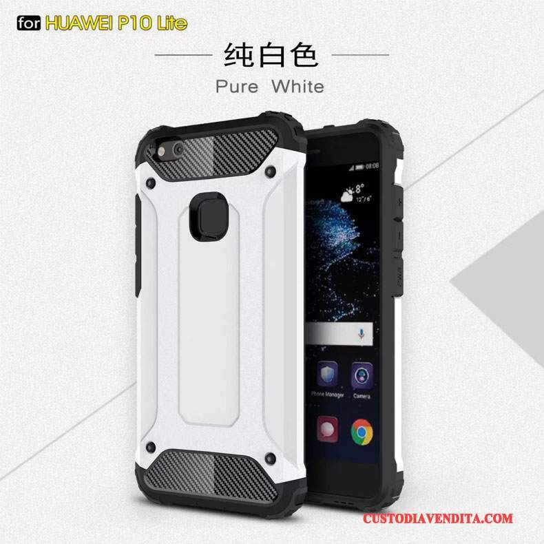 Custodia Huawei P10 Lite Silicone Blutelefono, Cover Huawei P10 Lite Protezione Metallo Tre Difese