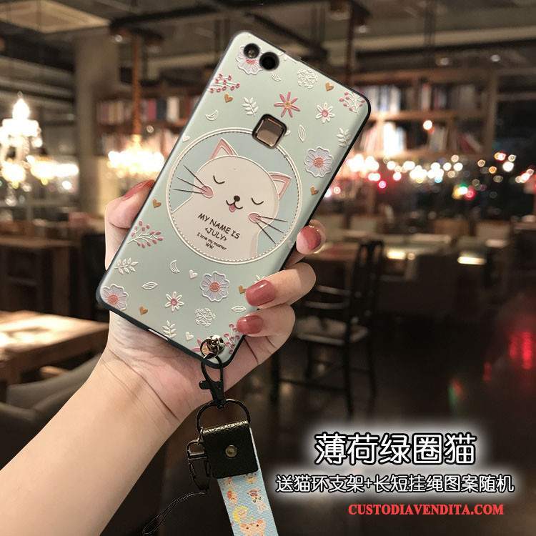 Custodia Huawei P10 Lite Silicone Telefono Blu, Cover Huawei P10 Lite Protezione Collo Appeso Bello