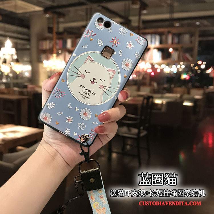 Custodia Huawei P10 Lite Silicone Telefono Blu, Cover Huawei P10 Lite Protezione Collo Appeso Bello