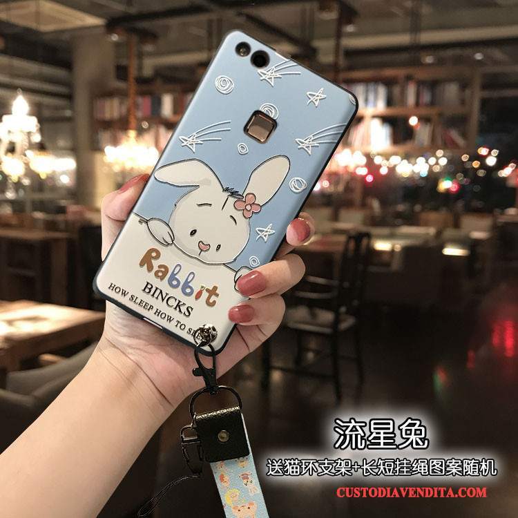 Custodia Huawei P10 Lite Silicone Telefono Blu, Cover Huawei P10 Lite Protezione Collo Appeso Bello