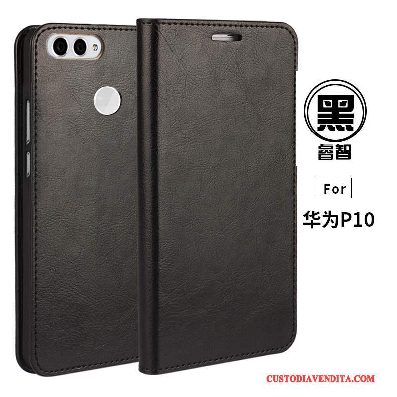 Custodia Huawei P10 Pelle Mucca Anti-caduta, Cover Huawei P10 Folio Giallo Supporto