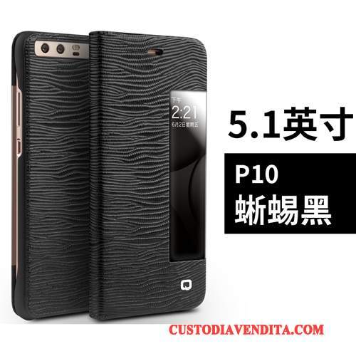 Custodia Huawei P10 Pelle Pu Nero, Cover Huawei P10 Protezione Telefono